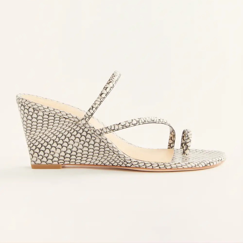 Reformation Jorgia Wedge Sandal Spotted Snake - Size 8